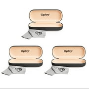 Oplee™ Hard Shell Eyeglass Case with Grey Microfiber Cloth (3-Pack, Black/Black/Black)